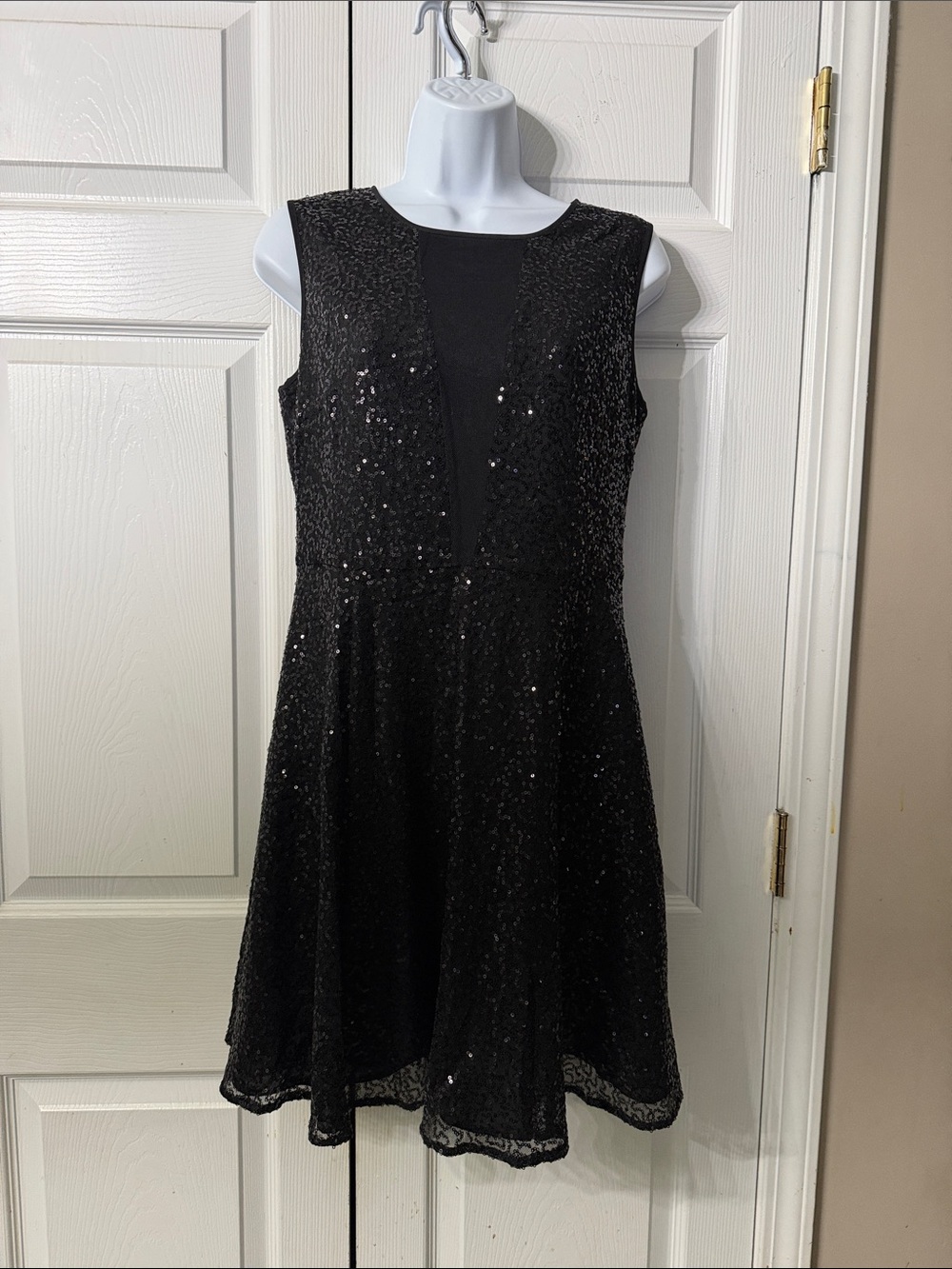 Cynthia Cynthia Rowley Black Sequin Fit-&-Flare Dress Sz 6 NWOT